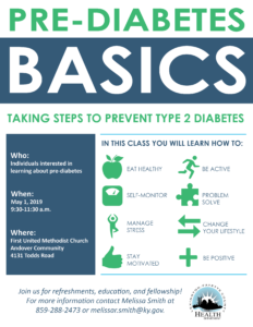 Pre-diabetes Basics Class @ First United Methodist Church-Andover Community | Lexington | Kentucky | United States